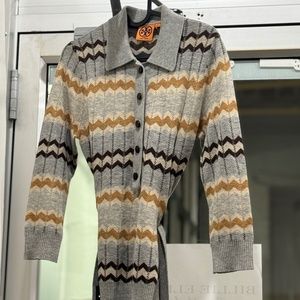 Tory Burch Belted Polo Sweater